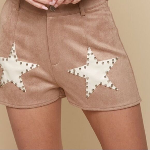 Retro Suede Patchwork Star Shorts - Picture 12 of 16